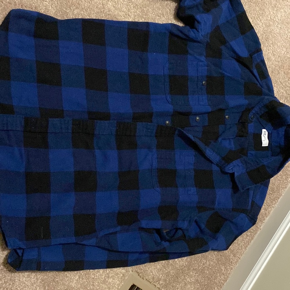 Men’ blue/black plaid GAP flannel shirt, size large